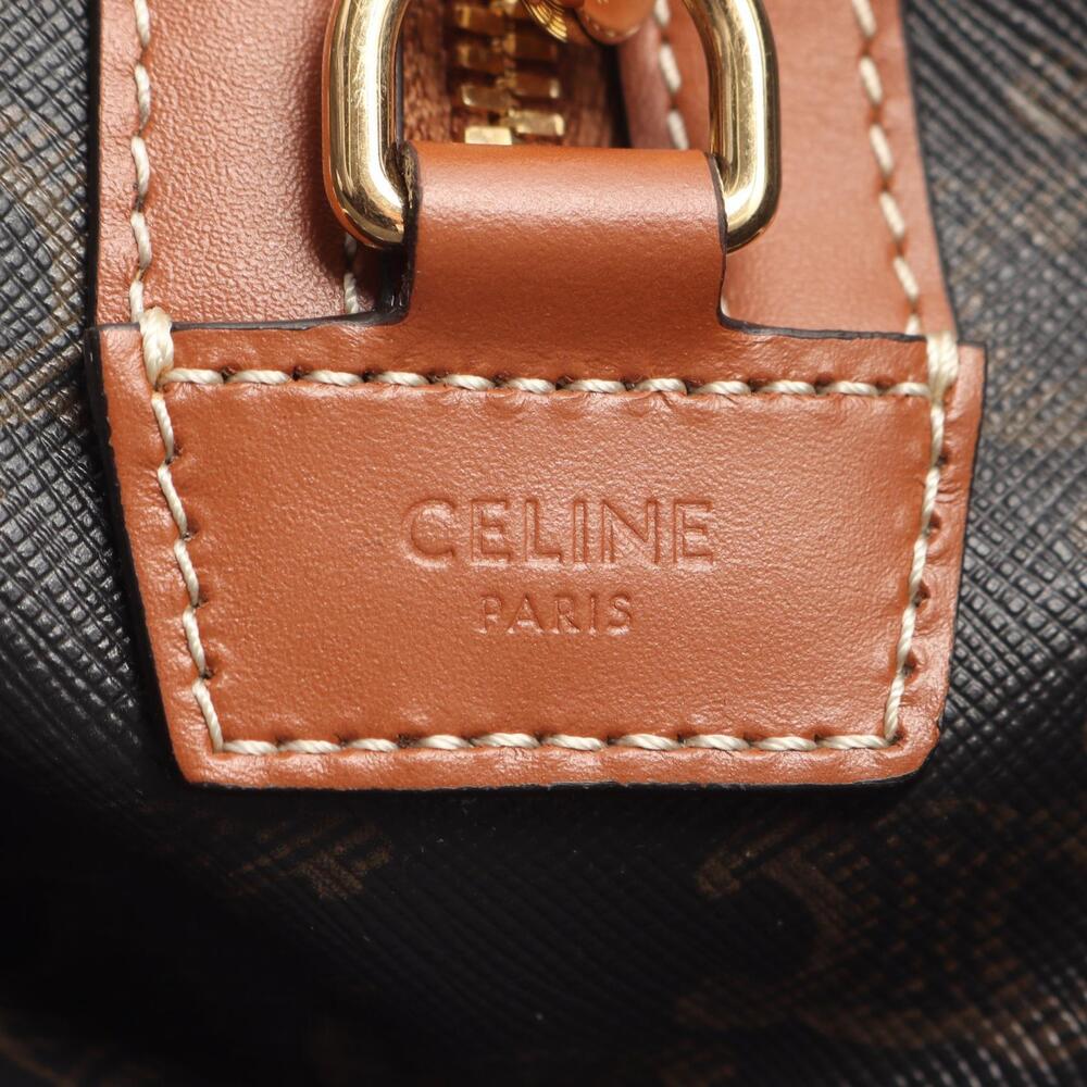 Celine Triomphe Boston Bag Canvas Leather Black Brown - Picture 4 of 6